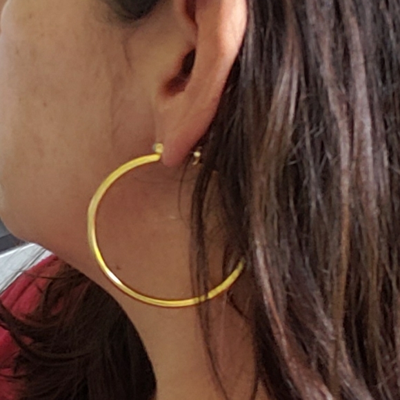 2" Yellow Gold Hoops - Picture 6 of 6